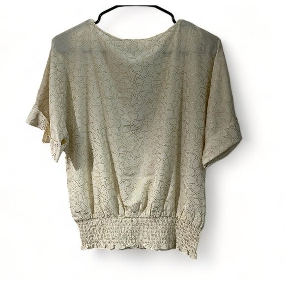 Michael Kors Womens Metallic Print Top With Ruched Hem & Button Detail, New - Picture 9 of 14